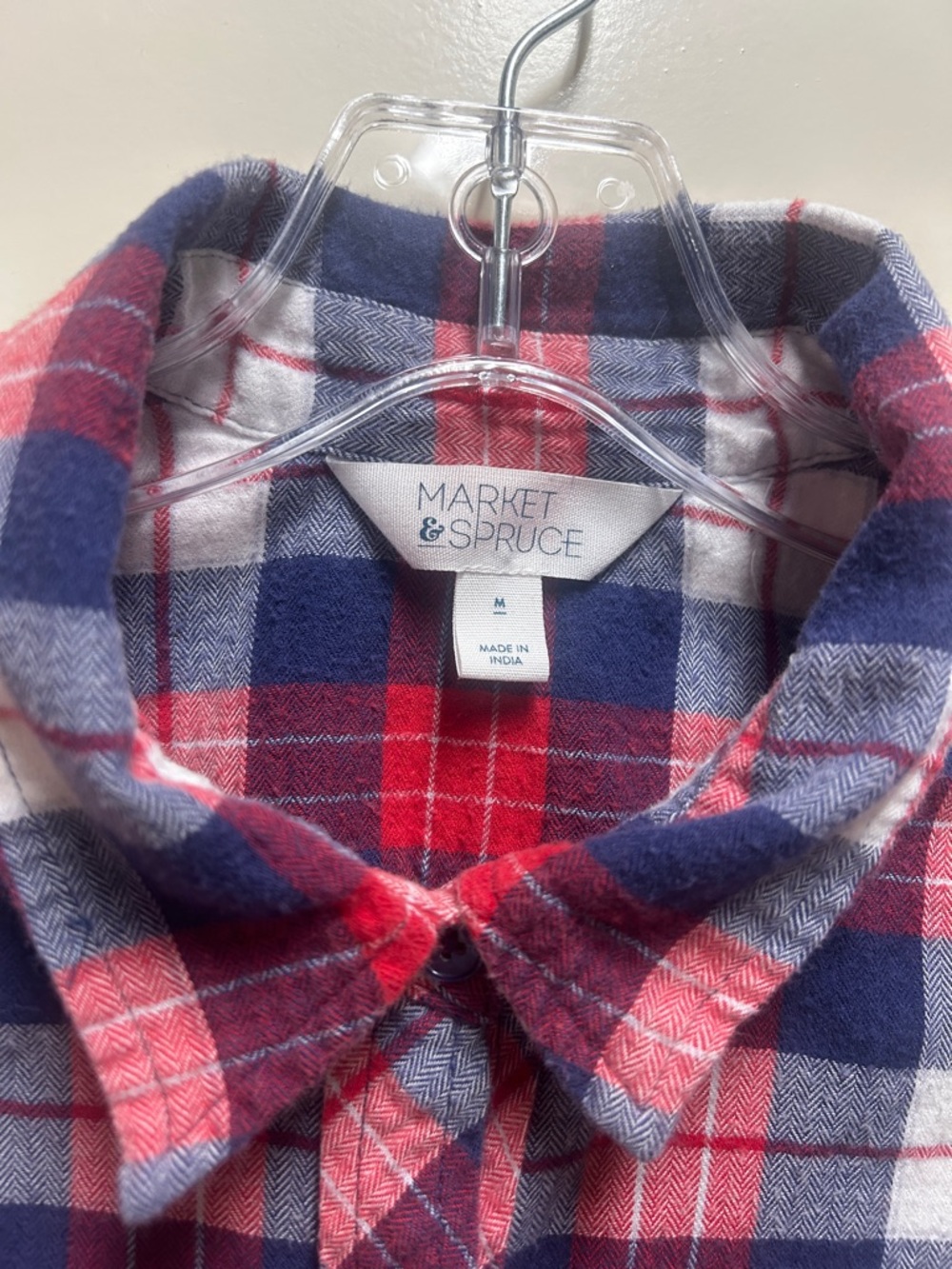 Market & Spruce Jillianne Red, Blue & White Plaid Button-Down Shirt - Picture 6 of 6